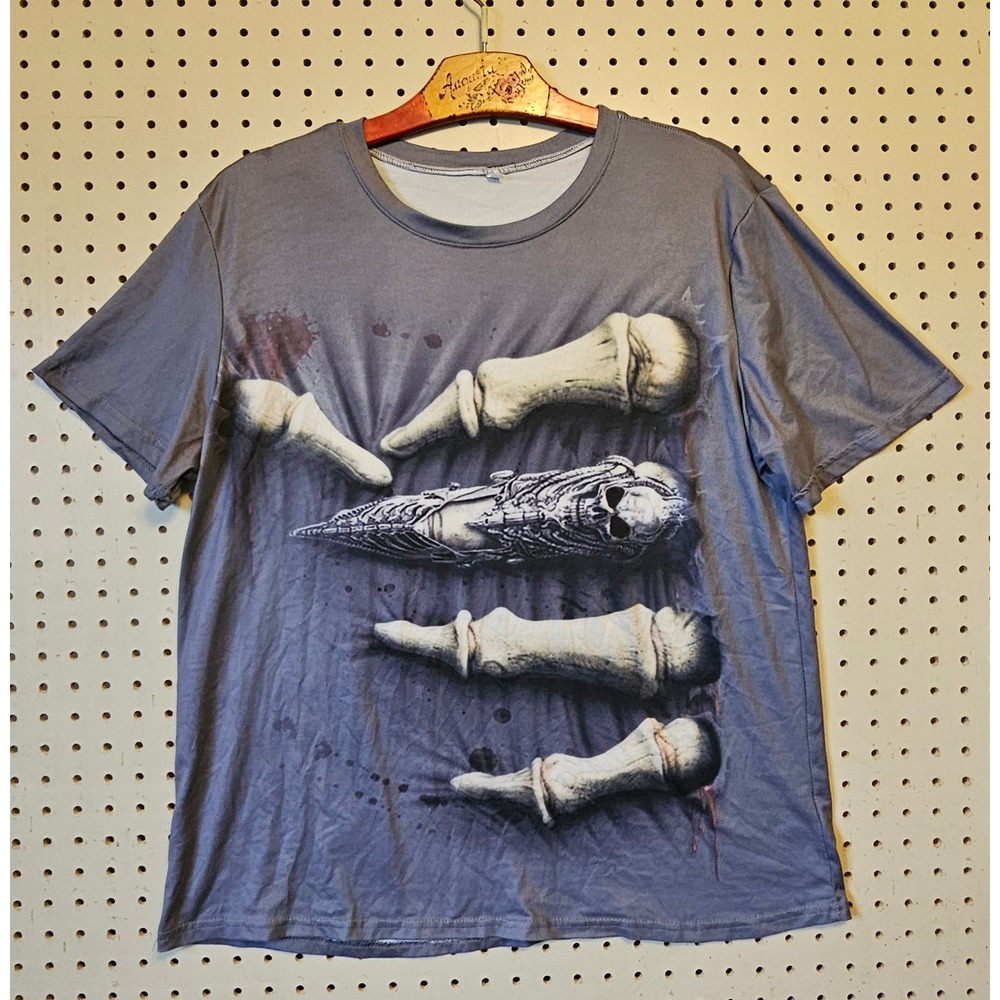 Skeleton Bone Graphic T-Shirt Gothic Horror Tee 3XL READ